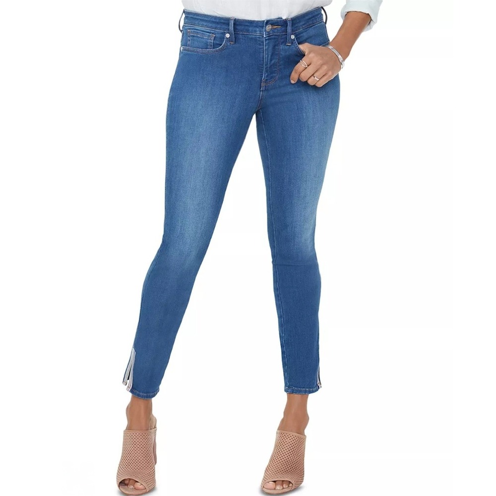 NYDJ Ami‎ Skinny Blue Jeans Crop Ankle Slit Womens Sz 16 Plus Ladera